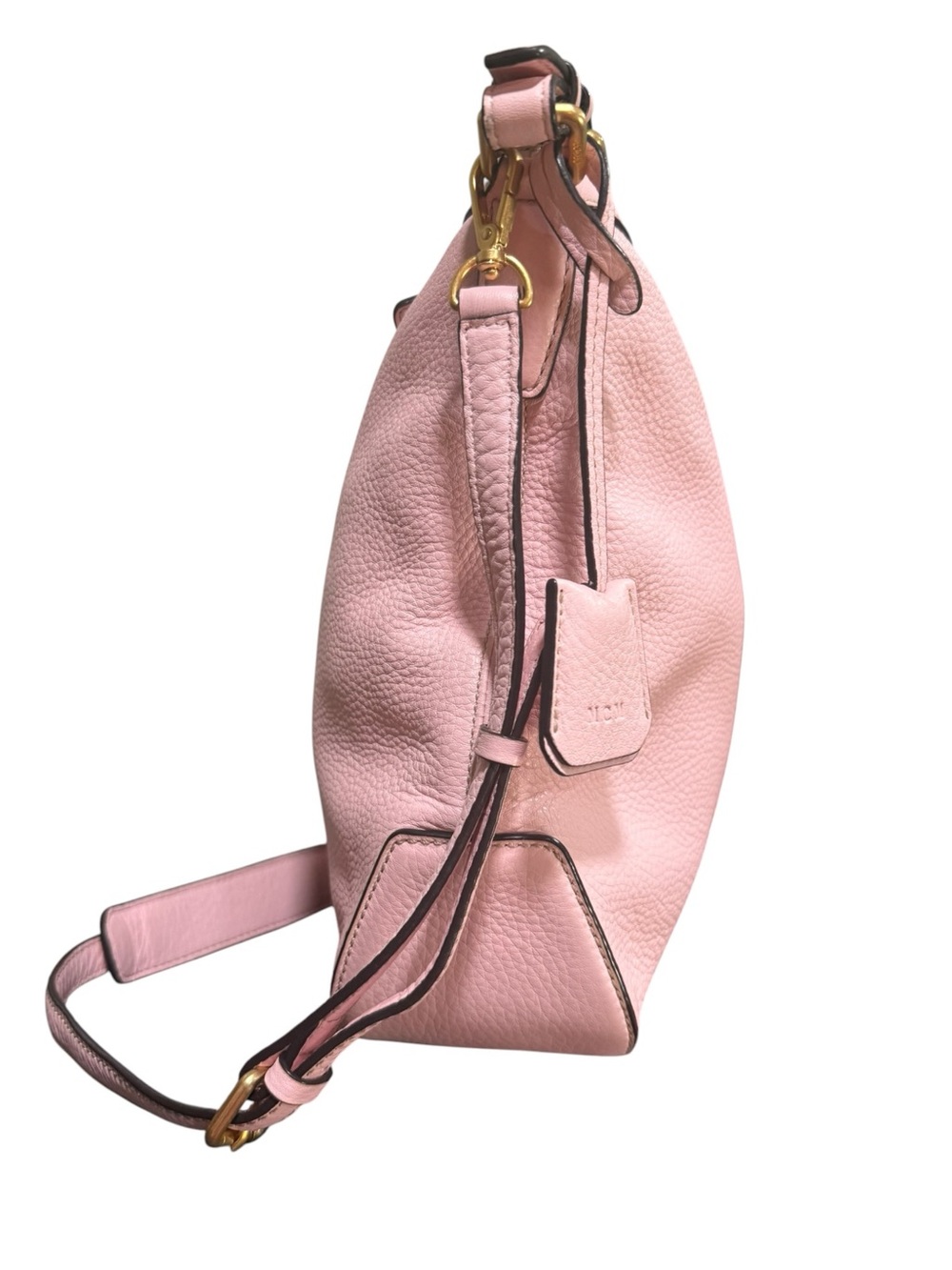 MCM Blush Pink Pebbled Leather Hobo Crossbody Bag Gold Hardware Dust Bag - Picture 9 of 16